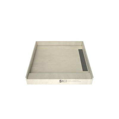 WonderFall Trench 48 in. x 48 in. Single Threshold Shower Base with Right Drain and Tileable Trench Grate - Super Arbor