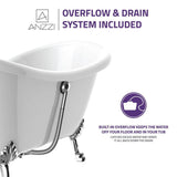 Belissima 69.29 in. Acrylic Double Slipper Clawfoot Non-Whirlpool Bathtub in White with Chrome Lion's Paw Feet - Super Arbor