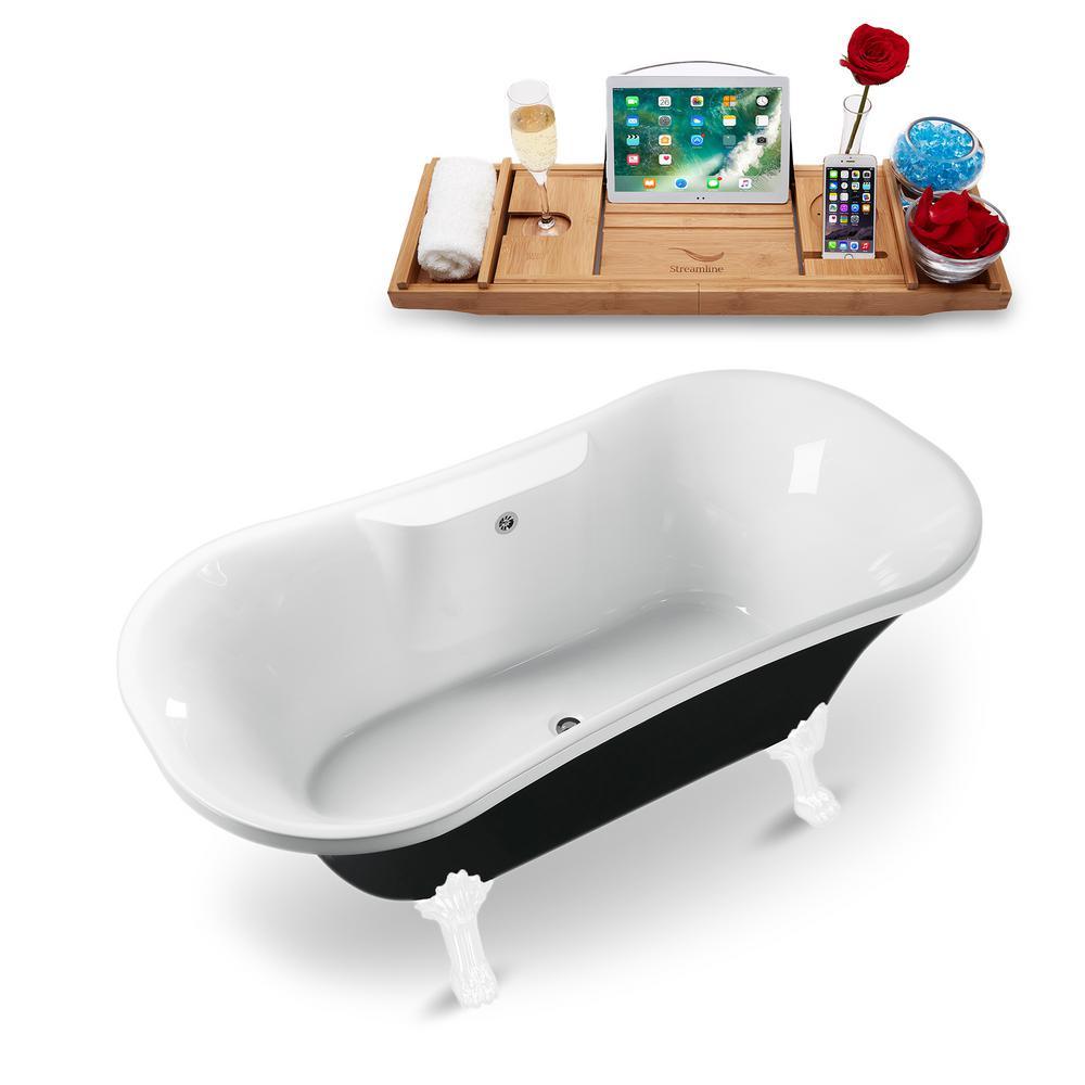 68 in. Acrylic Fiberglass Clawfoot Non-Whirlpool Bathtub in Black - Super Arbor