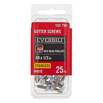 #8 x 1/2 in. White Stainless Steel Hex Head Gutter Sheet Metal Screw (25-Pack)