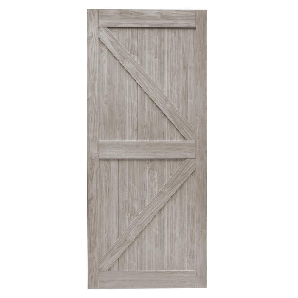42 in. x 84 in. Bright White MDF K Frame Interior Barn Door Slab - Super Arbor