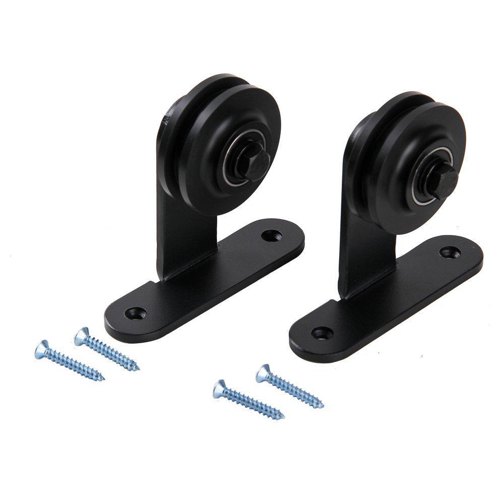9 ft. /108 in. Top Mount Sliding Barn Door Hardware Track Kit for Single Door with Non-Routed Floor Guide Frosted Black - Super Arbor