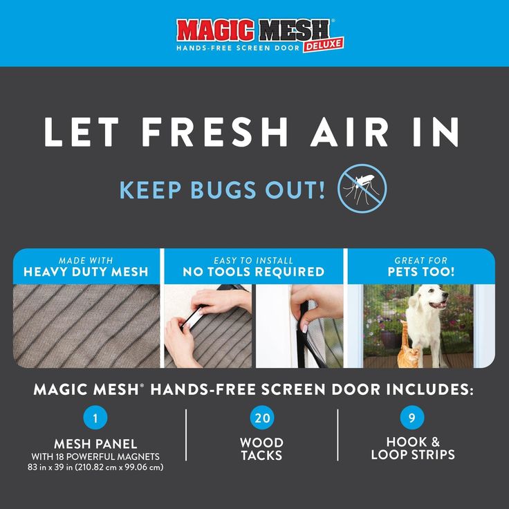 Magic Mesh Deluxe Magnetic Hands Free Screen Door Cover, As Seen on TV