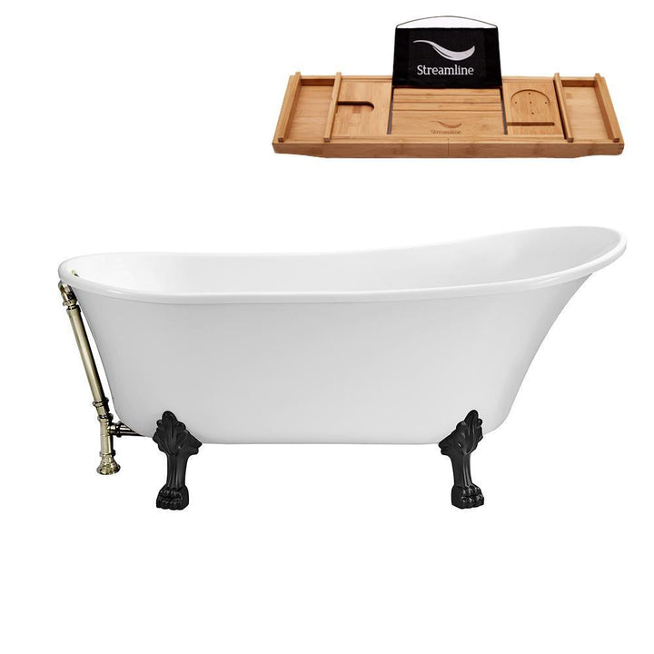 59 in. Acrylic Clawfoot Non-Whirlpool Bathtub in White - Super Arbor