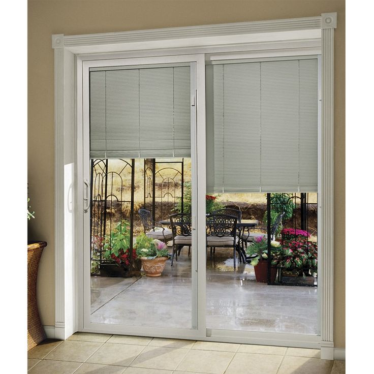 JELD-WEN 72-in x 80-in 4-9/16-in Low-e Insulating Blinds Between The Glass White Vinyl Sliding Right-Hand Sliding Double Patio Door