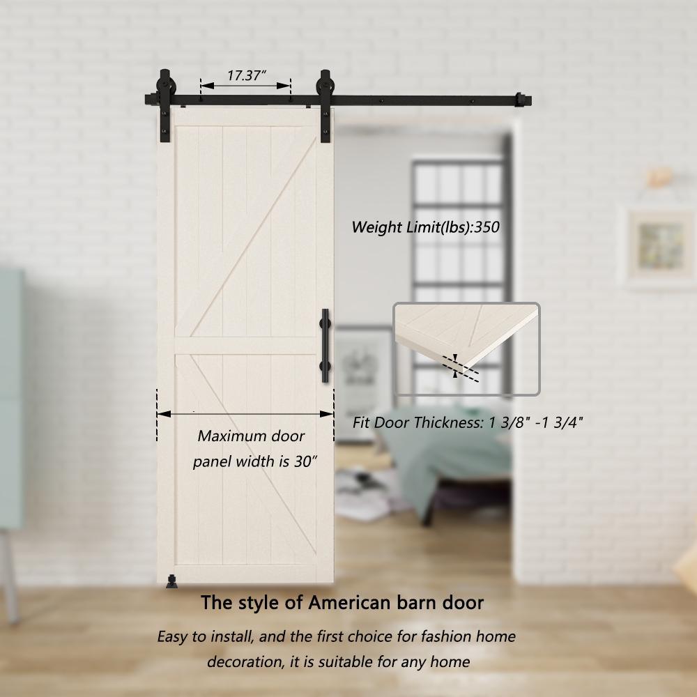 5 ft./60 in. Black Steel Straight Strap Sliding Barn Door Track and Hardware Kit with 12 in. Square Handle & Floor Guide - Super Arbor