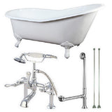 Slipper 62 in. Cast Iron Clawfoot Bathtub in White with Faucet Combo in Polished Brass - Super Arbor