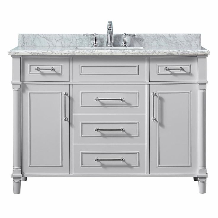 Aberdeen 48 in. W x 22 in. D Vanity in Dove Grey with Carrara Marble Top with White Sink