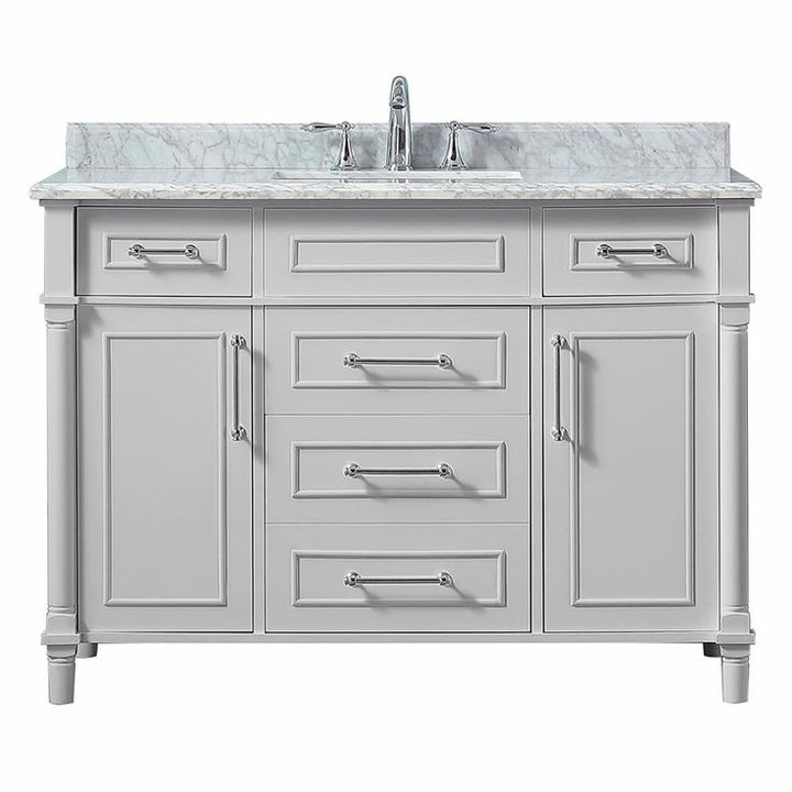 Aberdeen 48 in. W x 22 in. D Vanity in Dove Grey with Carrara Marble Top with White Sink