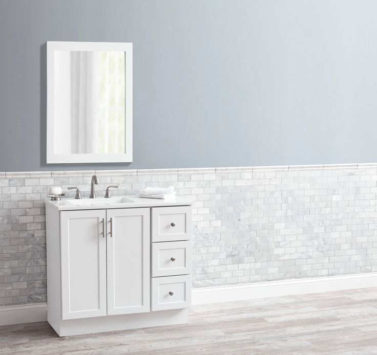 Style Selections Davies 36-in White Single Sink Bathroom Vanity with White Cultured Marble Top (Mirror Included)