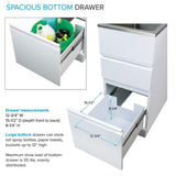 All-in-One 15.5 in. x 22.4 in. x 34.9 in. Metal Drop-In Laundry/Utility Sink and Cabinet in White - Super Arbor