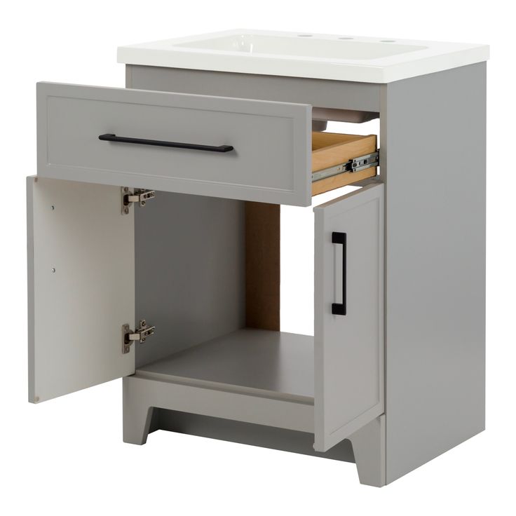 Style Selections Potter 24-in Gray Single Sink Bathroom Vanity with White Cultured Marble Top