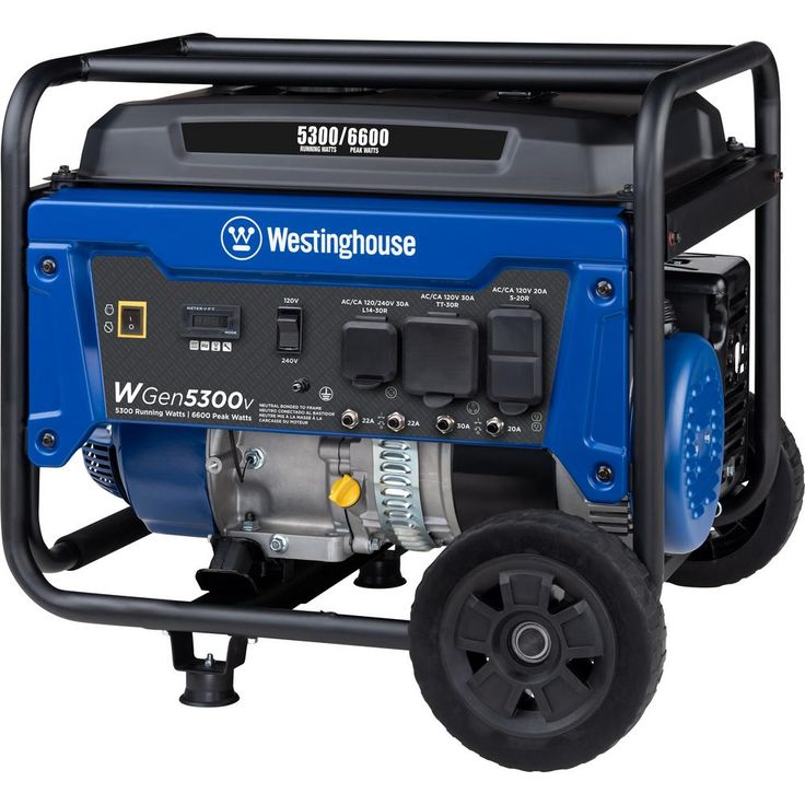 Westinghouse WGen5300v 6,600/5,300 Watt Gas Powered Portable Generator with RV and Transfer Switch Ready Outlets for Home Backup