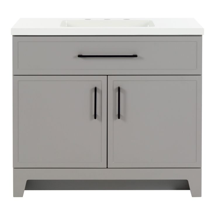 Style Selections Potter 36-in Gray Single Sink Bathroom Vanity with White Cultured Marble Top