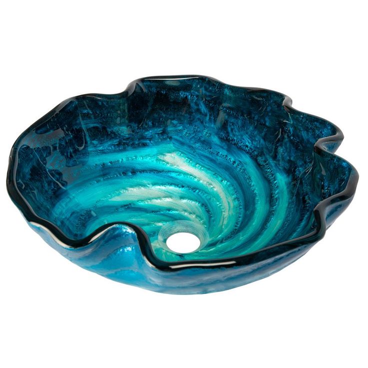 Eden Bath Caribbean Wave Glass Vessel Sink in Blue