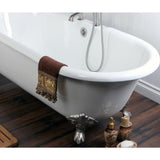 Classic Double Ended 66 in. Cast Iron Clawfoot Bathtub in White and Faucet Combo in Brushed Nickel - Super Arbor