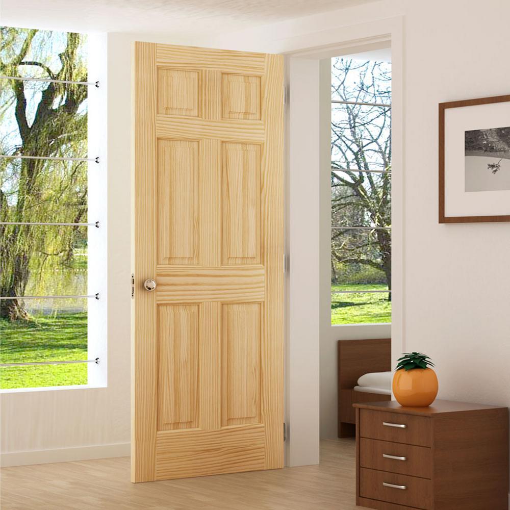 28 in. x 80 in. x 1.375 in. 6 Panel Colonial Double Hip Pine Interior Door Slab - Super Arbor