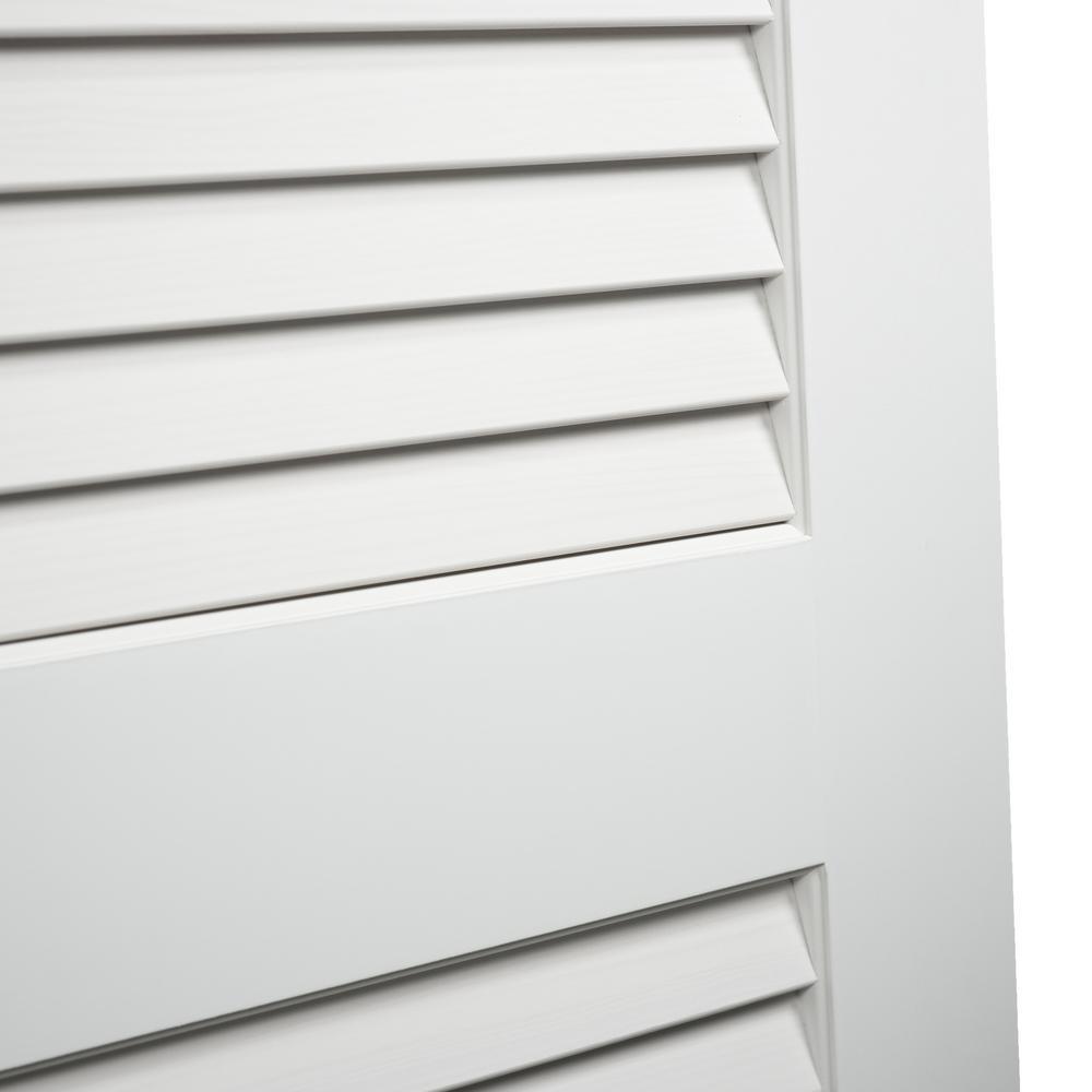 18 in. x 80 in. White Plantation Louver Panel Solid Core Wood Interior Door Slab - Super Arbor