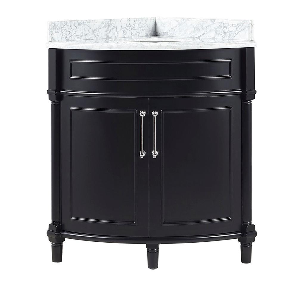 Aberdeen 24 in. W x 20 in. D Bath Vanity in White with Carrara Marble Top with White Sink - Super Arbor