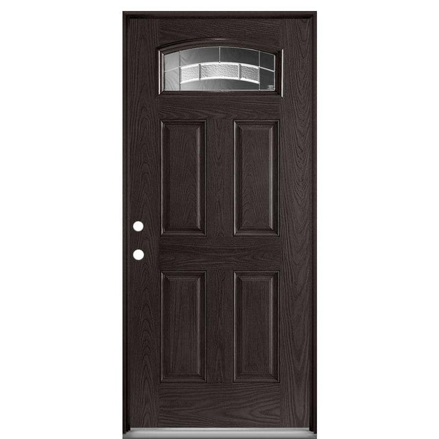 Masonite Croxley Camber Fan Lite 36 in. x 80 in. Right-Hand Oak Grain Espresso Finished Fiberglass Prehung Front Door (No Brickmold)