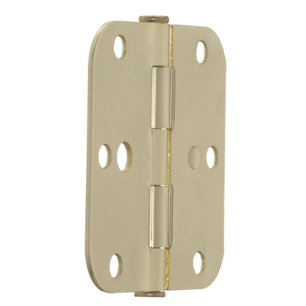 Everbilt 3-1/2 in. Bright Brass Security Door Hinges, 5/8 in. Radius – Value Pack (3-Pack)