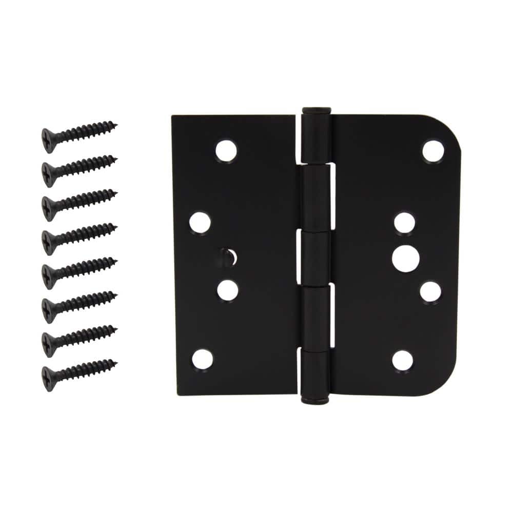 Everbilt 4 in. Oil-Rubbed Bronze Half Square Corner x Half 5/8 in. Radius Security Door Hinge
