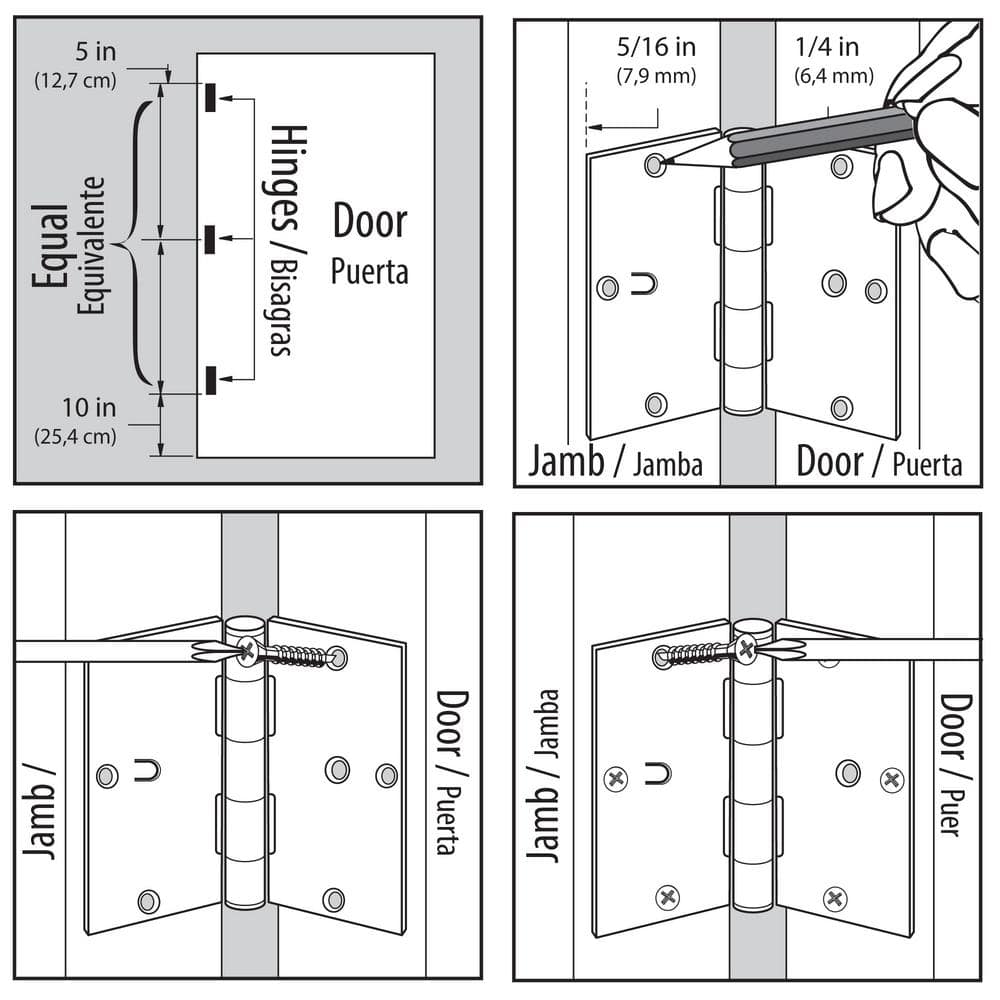 Everbilt 3-1/2 in. Antique Brass Security Door Hinges, 5/8 in. Radius – Value Pack (3-Pack)