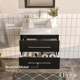 Eviva Totti Wave 24 in. W x 21 in. D x 22 in. H Floating Bathroom Vanity with White Glassos Top and White Porcelain Vessel Sink