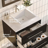 Eviva Totti Wave 24 in. W x 21 in. D x 22 in. H Floating Bathroom Vanity with White Glassos Top and White Porcelain Vessel Sink