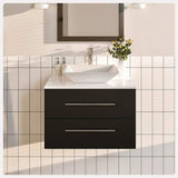 Eviva Totti Wave 24 in. W x 21 in. D x 22 in. H Floating Bathroom Vanity with White Glassos Top and White Porcelain Vessel Sink