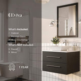 Eviva Totti Wave 24 in. W x 21 in. D x 22 in. H Floating Bathroom Vanity with White Glassos Top and White Porcelain Vessel Sink