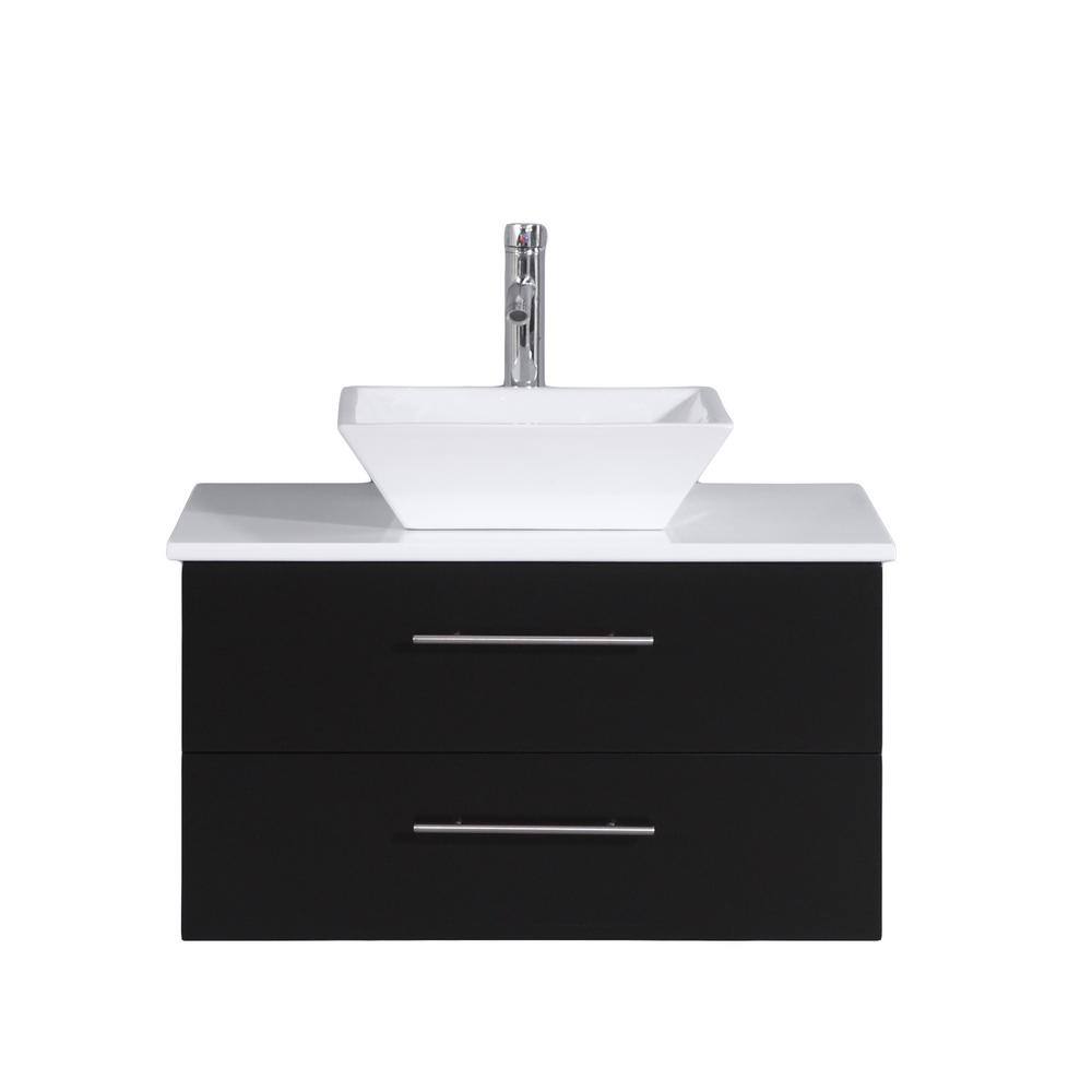 Eviva Totti Wave 24 in. W x 21 in. D x 22 in. H Floating Bathroom Vanity with White Glassos Top and White Porcelain Vessel Sink