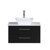 Eviva Totti Wave 24 in. W x 21 in. D x 22 in. H Floating Bathroom Vanity with White Glassos Top and White Porcelain Vessel Sink