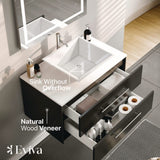 Eviva Totti Wave 30 in. W x 21 in. D x 22 in. H Floating Bathroom Vanity in Espresso with White Glassos Top and White Vessel Sink
