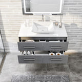 Eviva Totti Wave 36 in. Floating Gray Bathroom Vanity with White Glassos Top and White Vessel Sink