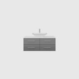 Eviva Totti Wave 36 in. Floating Gray Bathroom Vanity with White Glassos Top and White Vessel Sink