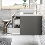 Eviva Totti Wave 36 in. Floating Gray Bathroom Vanity with White Glassos Top and White Vessel Sink