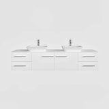Eviva Totti Wave 60 in. Double Sink Floating Bathroom Vanity in White with White Glassos Top and White Vessel Sinks