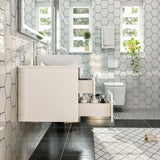 Eviva Totti Wave 60 in. Double Sink Floating Bathroom Vanity in White with White Glassos Top and White Vessel Sinks