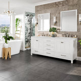 Eviva Aberdeen 78 in. W x 22 in. D x 34 in. H Double Bath Vanity in White with Carrara Marble Top and White Undermount Sinks