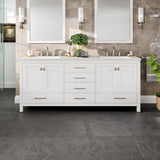 Eviva Aberdeen 78 in. W x 22 in. D x 34 in. H Double Bath Vanity in White with Carrara Marble Top and White Undermount Sinks