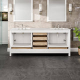Eviva Aberdeen 78 in. W x 22 in. D x 34 in. H Double Bath Vanity in White with Carrara Marble Top and White Undermount Sinks