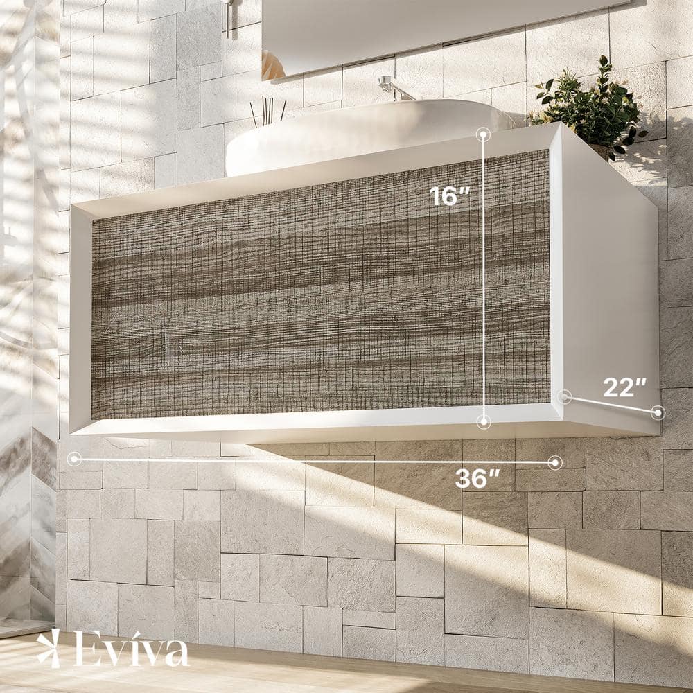 Santa Monica 36 in. W x 22 in. D x 16 in. H Single Bathroom Vanity in Ash with White Vessel Sink