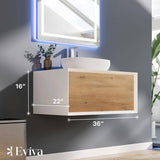 Santa Monica 36 in. W x 22 in. D x 16 in. H Single Bath Vanity in White with White Vessel Sink