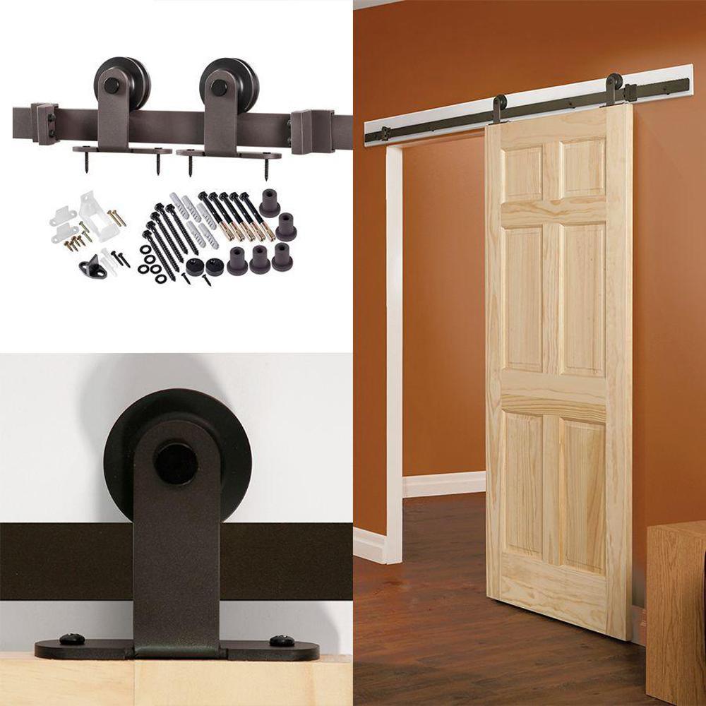 78.75 in. Bronze Top Strap Barn Door Hardware - Super Arbor