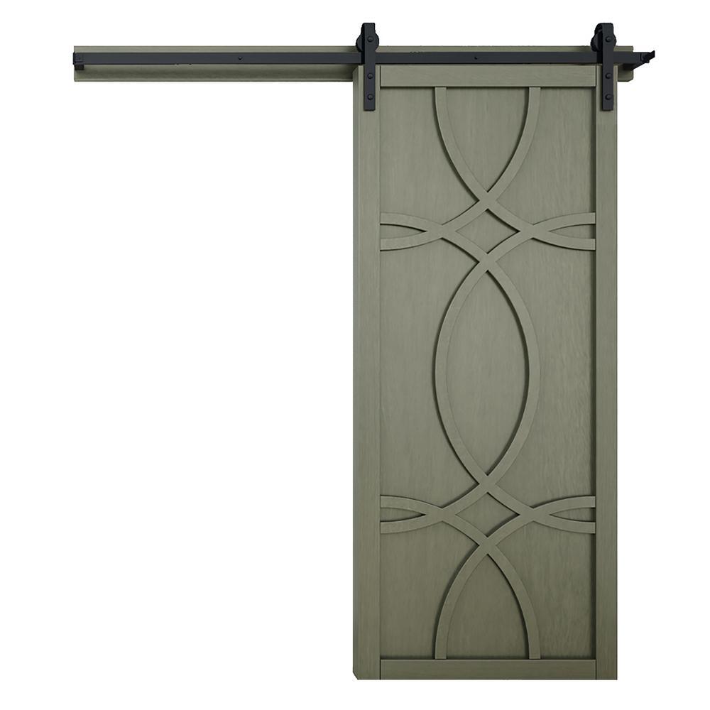 42 in. x 84 in. Hollywood Bright White Wood Sliding Barn Door with Hardware Kit - Super Arbor