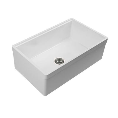 Yorkshire Farmhouse Fireclay 33 in. Single Bowl Kitchen Sink with Cutting-Board, Grid and Strainer in White