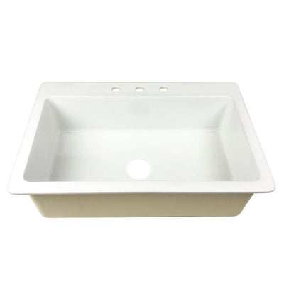 Jackson Drop-in Fireclay 33 in. 3-Hole Single Bowl Kitchen Sink in Crisp White