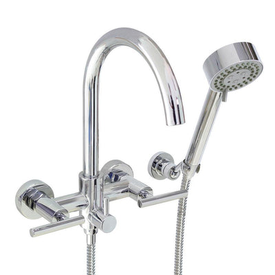 Modern 6 in. 2-Handle 3-Spray Tub and Shower Faucet with Massage Hand Held Shower in Polished Chrome (Valve Included) - Super Arbor