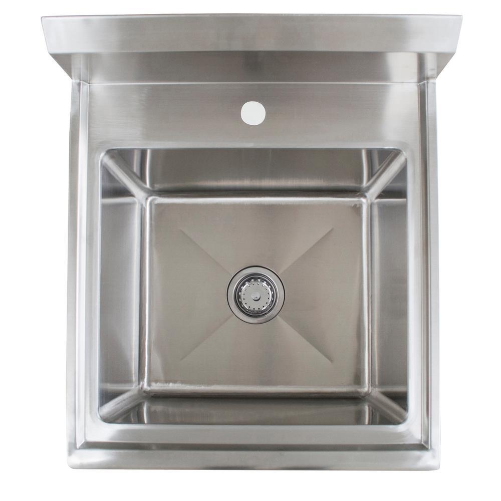 21.5 in. x 24 in. Stainless Steel Utility Wall Mount Sink with Single Hole for Faucet - Super Arbor